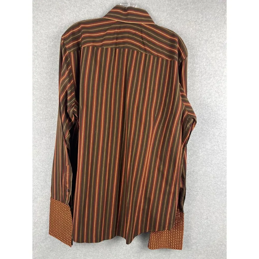 Banana Republic Long Sleeve Button Down Men's Dress Shirt Size‎ L Brown Striped